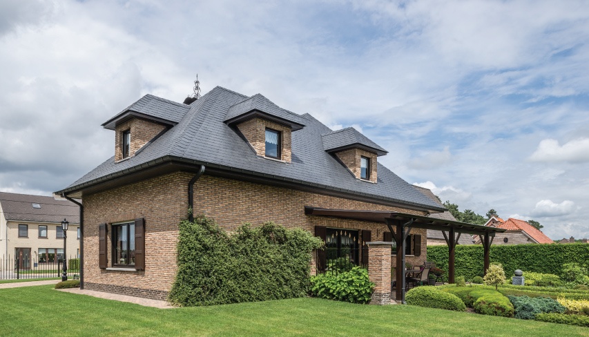house with slate piched roof in Belgium