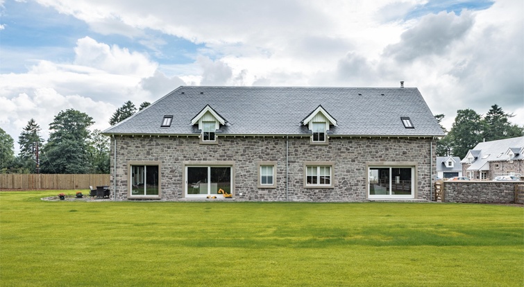 house with natural stone and slate