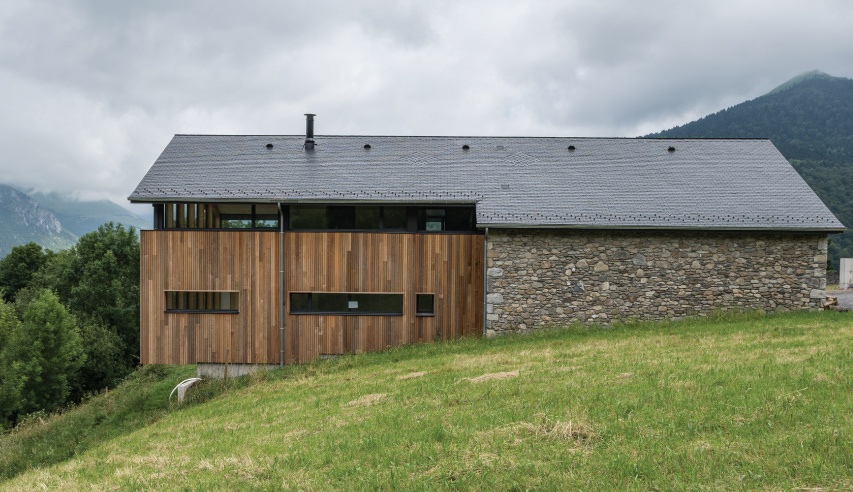 thermoslate in the slate roof of a house in the french pyrenees